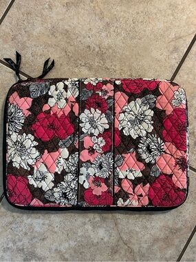 Vera Bradley Quilted Floral Laptop Sleeve in Pink, White & Brown